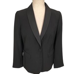 Talbots Tuxedo Jacket Womens 2 Black Shawl Collar 1 Button Formal Elegace NEW